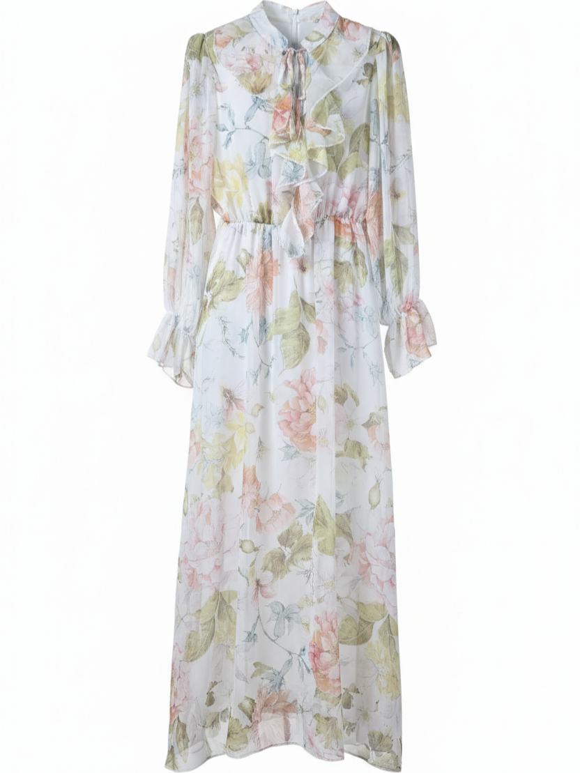 Abito Melody lungo in chiffon con stampa floreale – multicolor donna