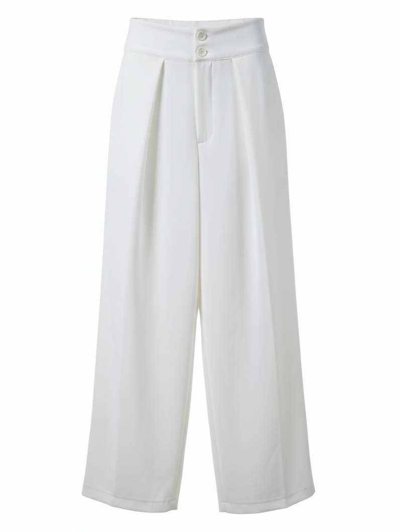 Pantalone Altea a gamba ampia con pinces – Bianco donna