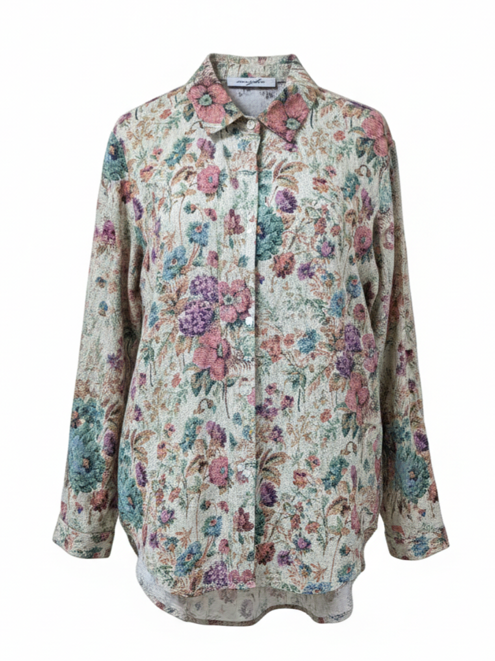 Camicia Flora fantasia floreale – Beige con fiori donna