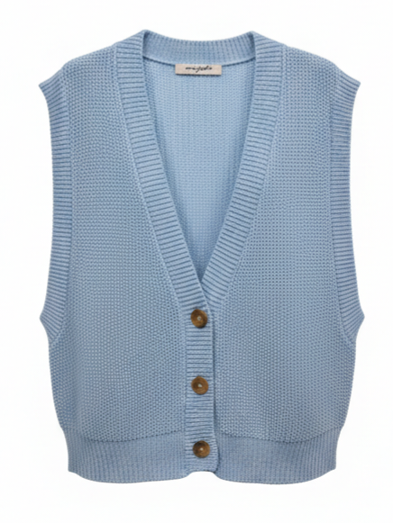 Gilet Serena in maglia – Celeste donna