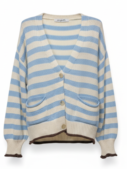 Cardigan Marina - Rigato azzurro e panna donna