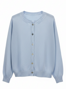 Cardigan Adele girocollo con bottoni – Celeste donna