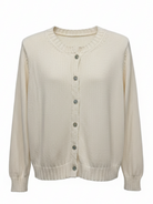 Cardigan Adele girocollo con bottoni – Panna donna