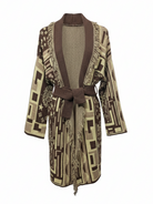 Cardigan Maya lungo con cintura – Marrone e beige donna
