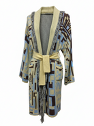 Cardigan Maya lungo con cintura – Giallo e celeste donna