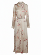 Chemisier Aurora lungo fantasia floreale con cintura – Beige donna