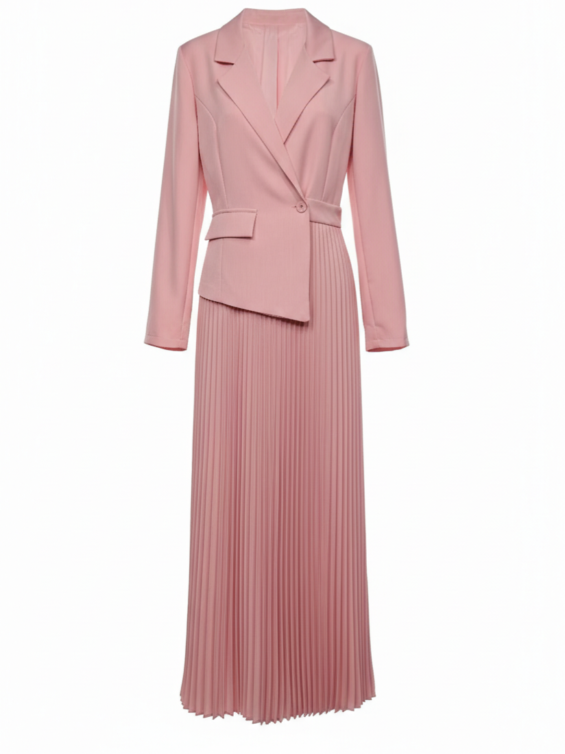 Abito Flavia plissé con effetto giacca – Rosa donna