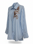 Camicia Nadia a righe con applicazioni – Azzurro donna