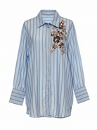 Camicia Nadia a righe con applicazioni – Azzurro donna
