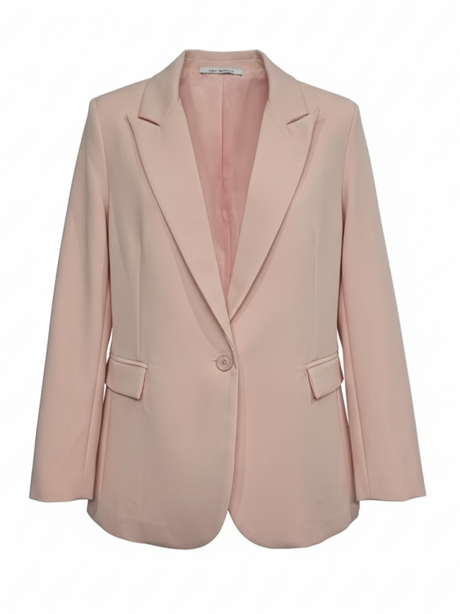 Giacca Iris monopetto con tasche – Rosa cipria donna