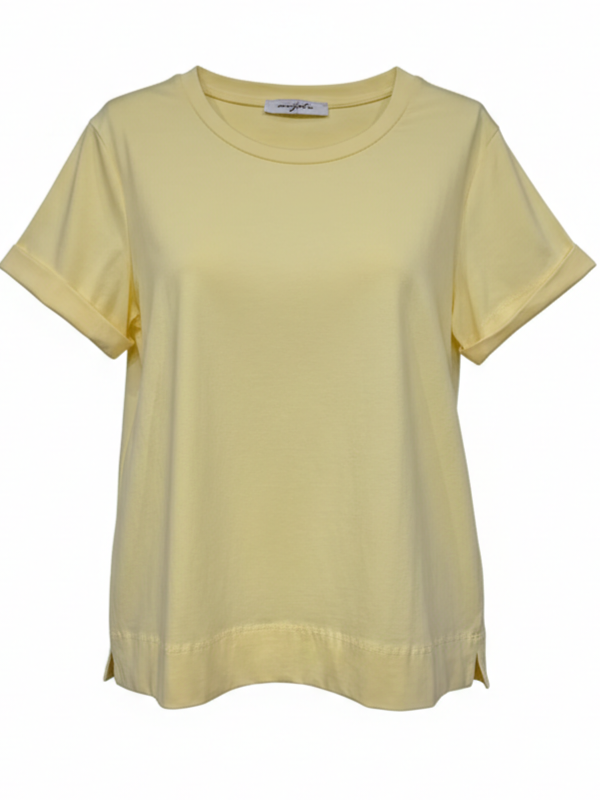 T-shirt Nina basica in cotone stretch – Giallo donna