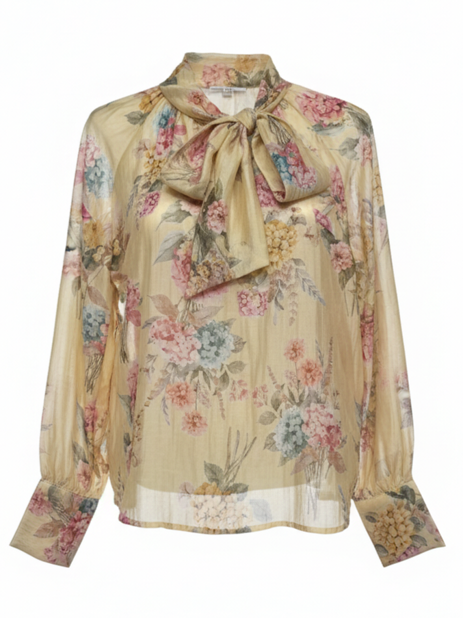 Camicia Iris - Stampa floreale gialla donna