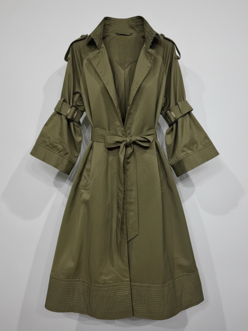 Trench Victoria con cintura e manica regolabile – Verde Militare donna