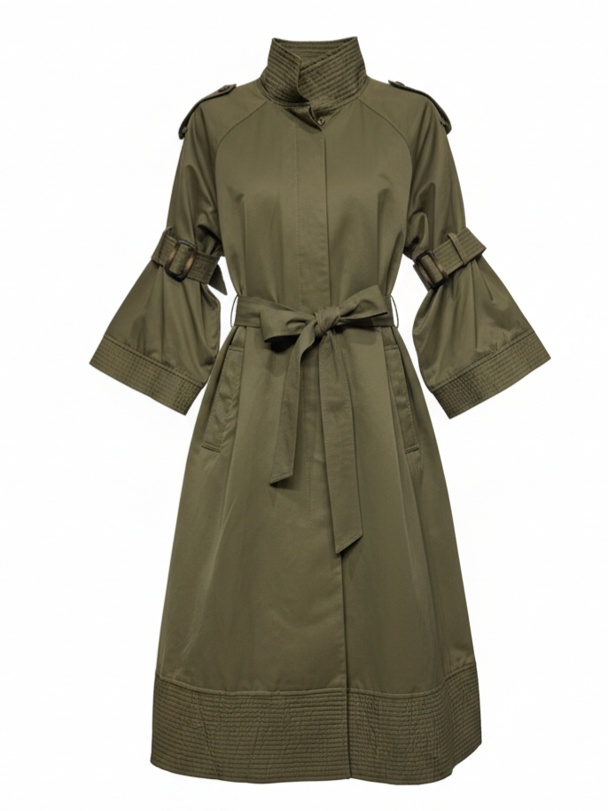 Trench Victoria con cintura e manica regolabile – Verde Militare donna