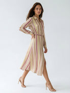 Chemisier Aurora lungo a righe con cintura – Multicolor donna
