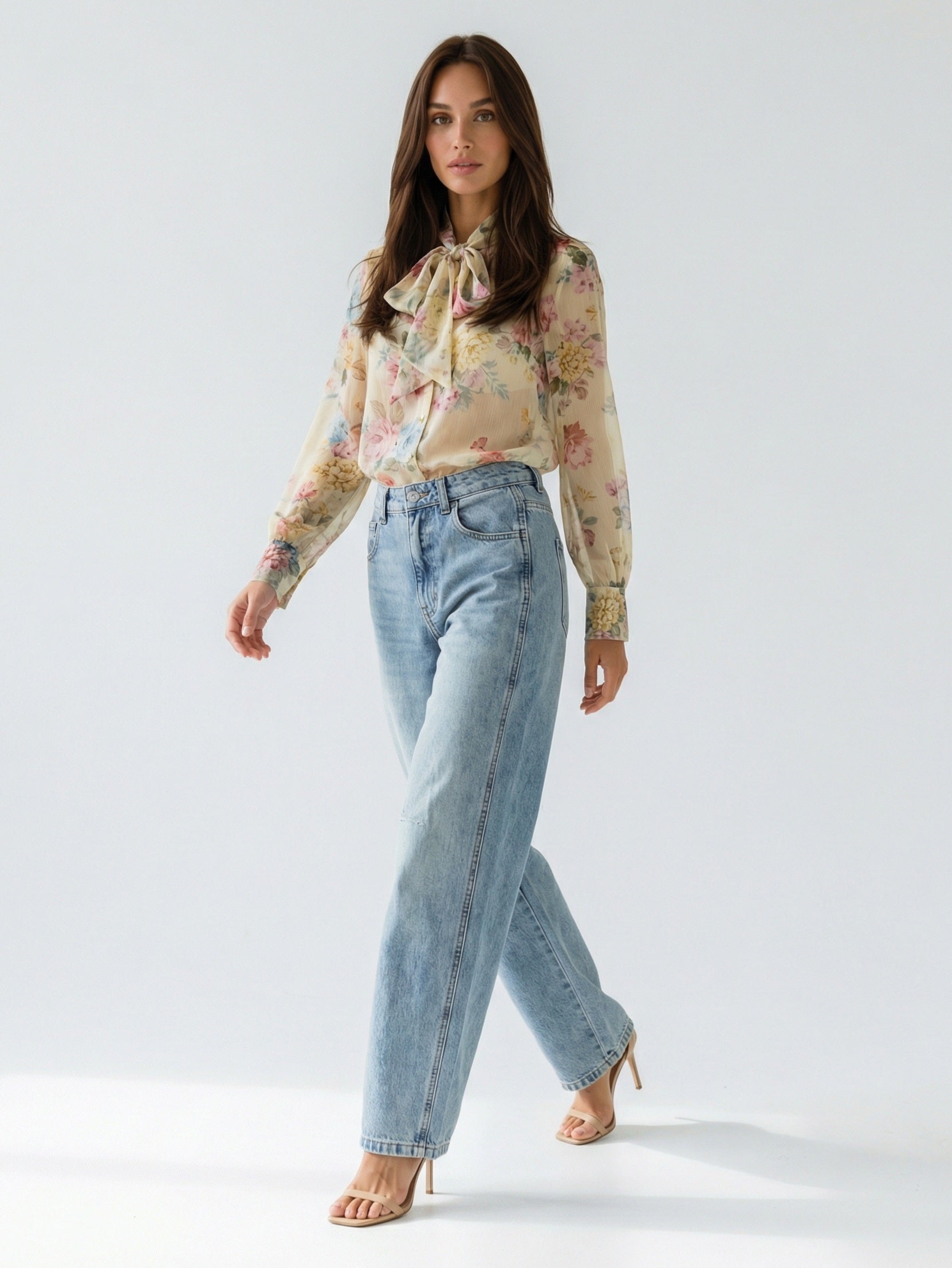 Camicia Iris - Stampa floreale gialla donna