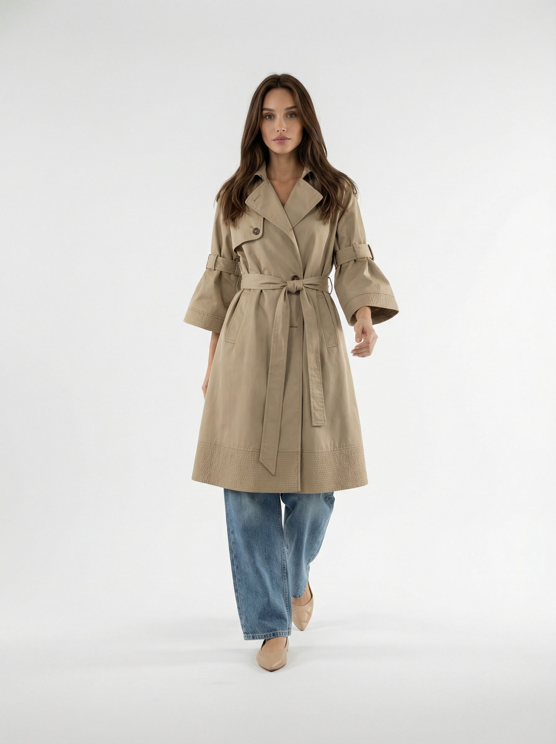 Trench Victoria con cintura e manica regolabile – Beige donna