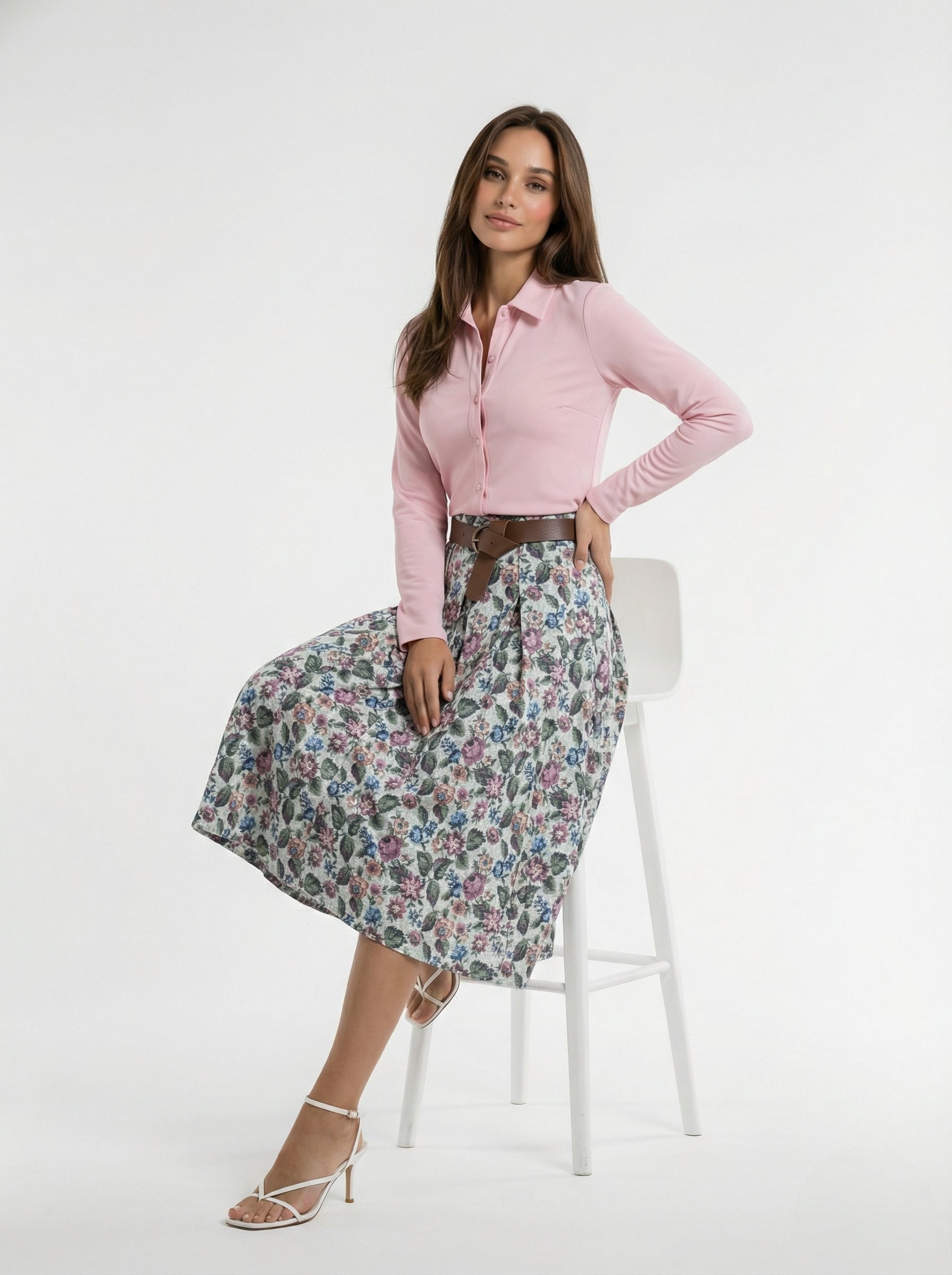 Camicia Elisa stretch manica lunga – Rosa donna