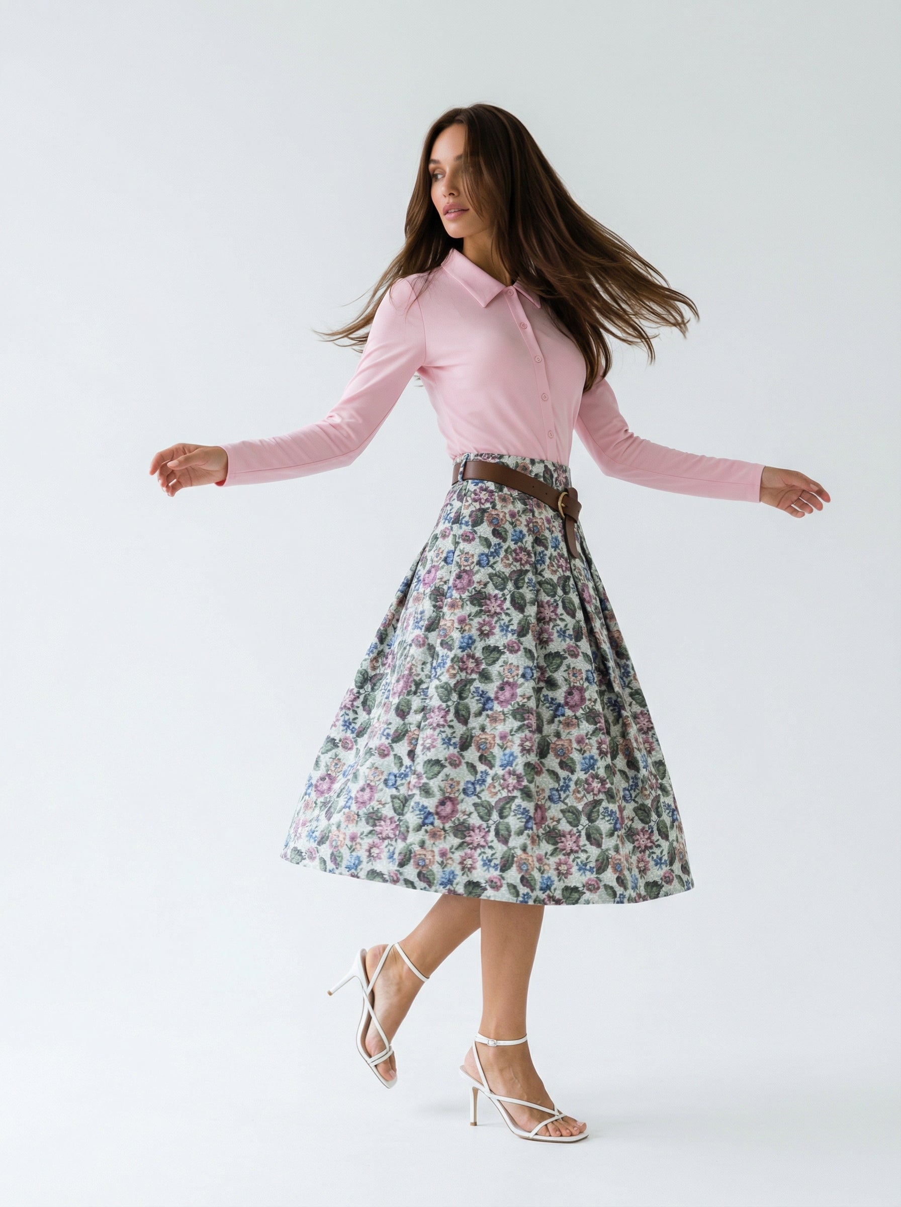 Camicia Elisa stretch manica lunga – Rosa donna