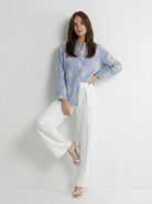 Pantalone Altea a gamba ampia con pinces – Bianco donna