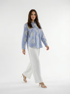 Pantalone Altea a gamba ampia con pinces – Bianco donna