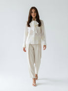 Camicia Livia con fiocco – Bianco donna