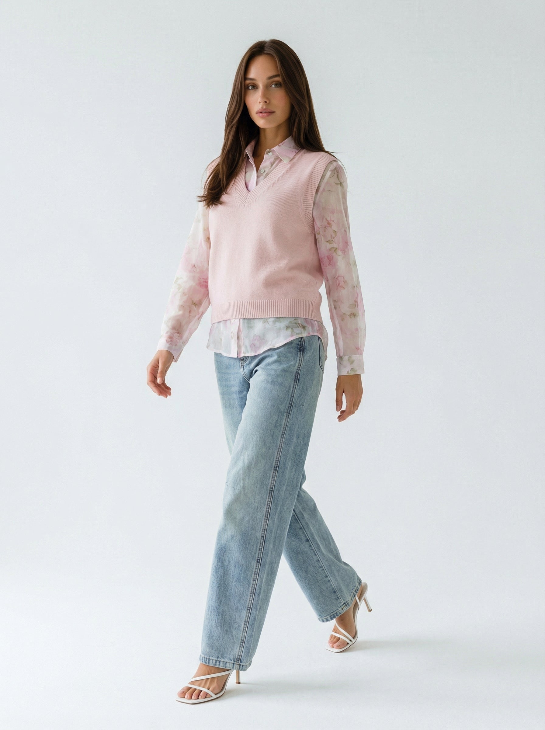 Gilet Olivia scollo a V – Rosa donna