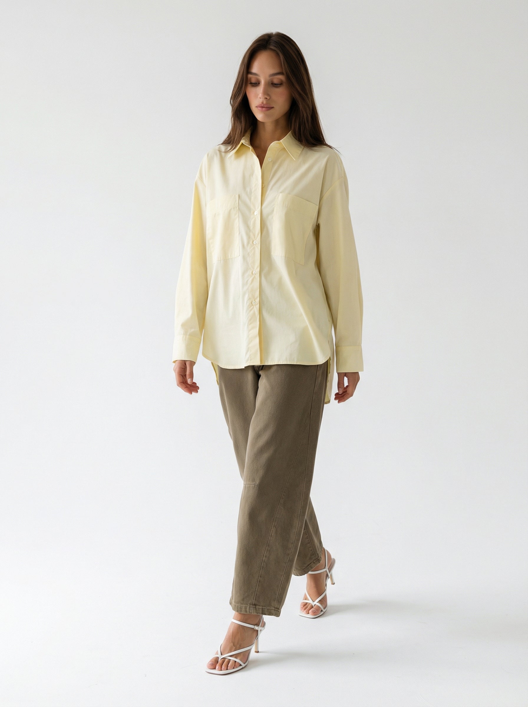 Camicia Victoria over con doppia tasca – Giallo donna