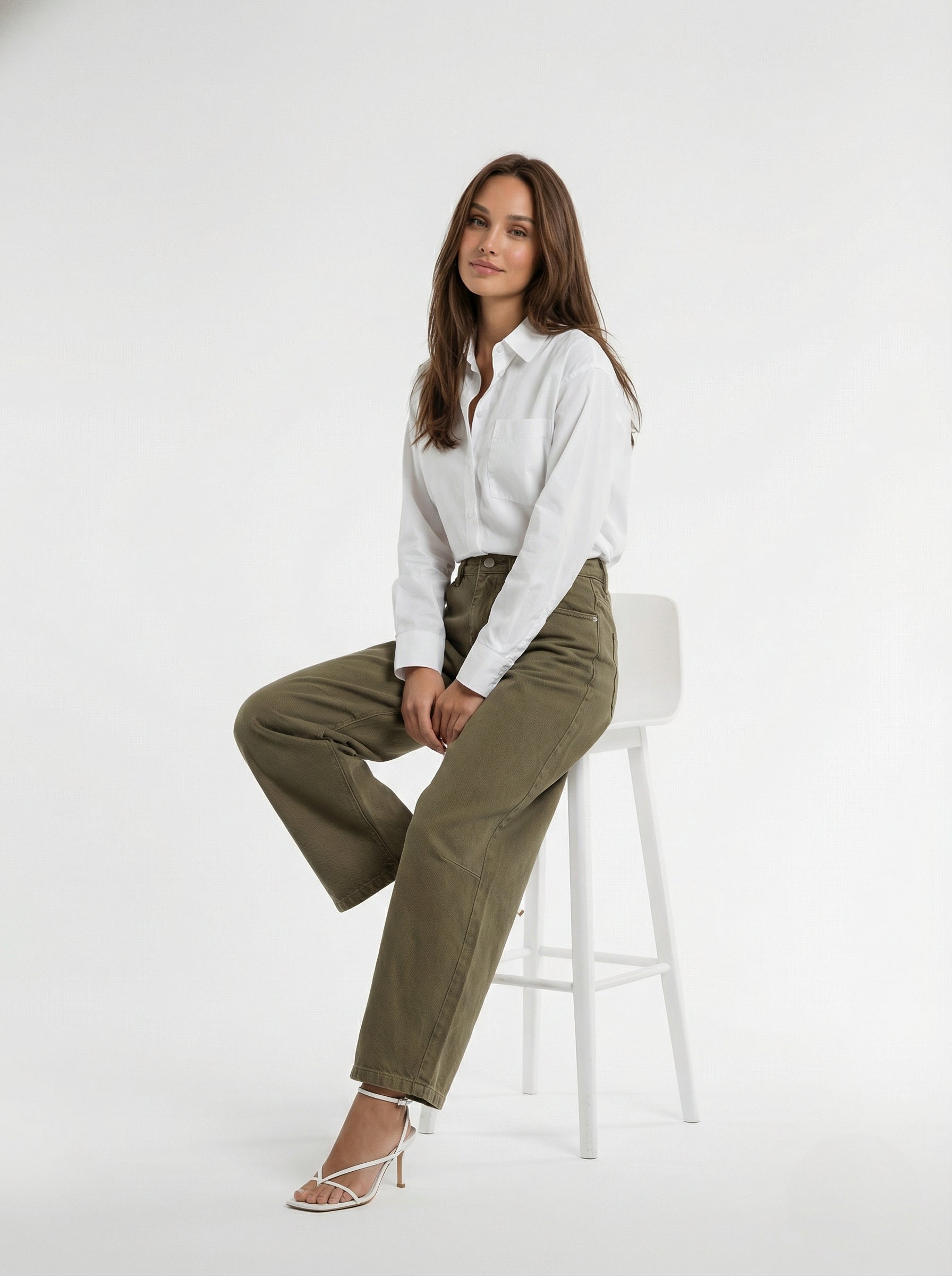 Camicia Emily over con tasca – Bianco donna