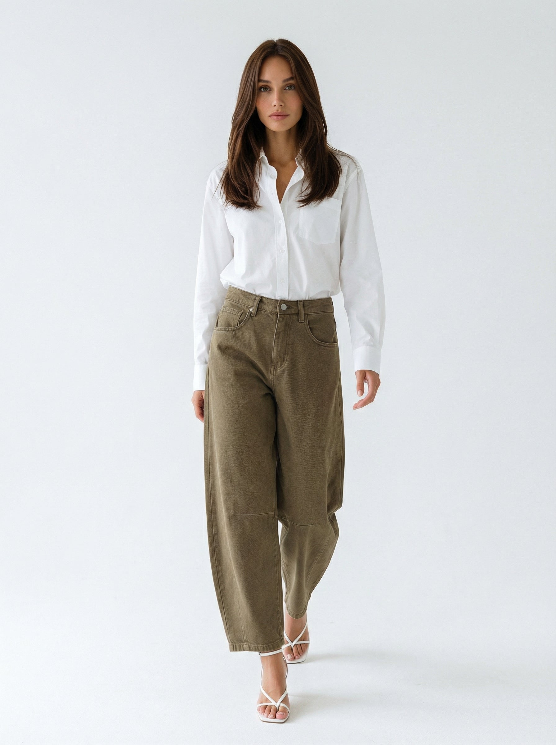 Camicia Emily over con tasca – Bianco donna