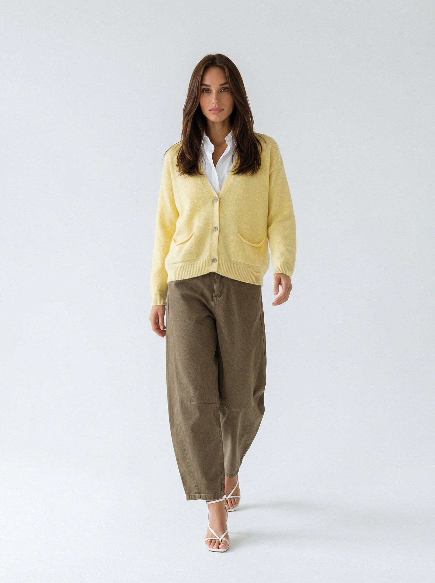 Cardigan Livia in maglia – Giallo donna