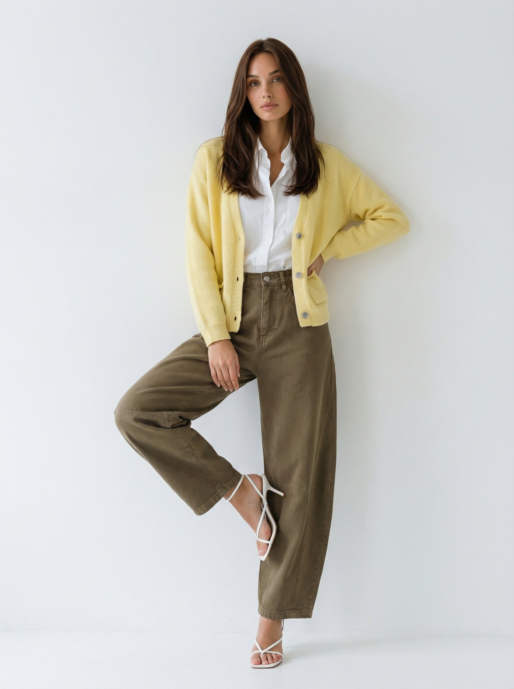 Cardigan Livia in maglia – Giallo donna