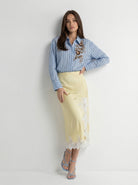 Camicia Nadia a righe con applicazioni – Azzurro donna