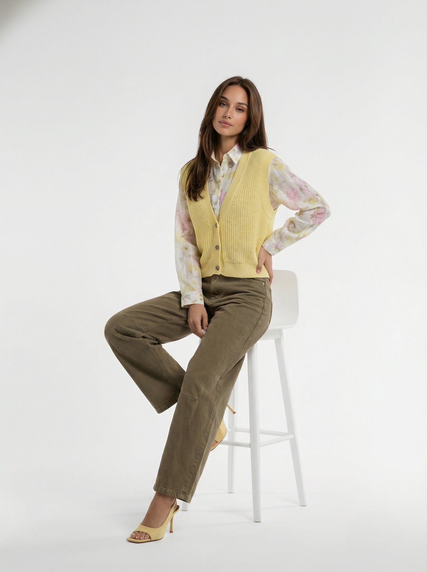 Gilet Serena in maglia – Giallo donna