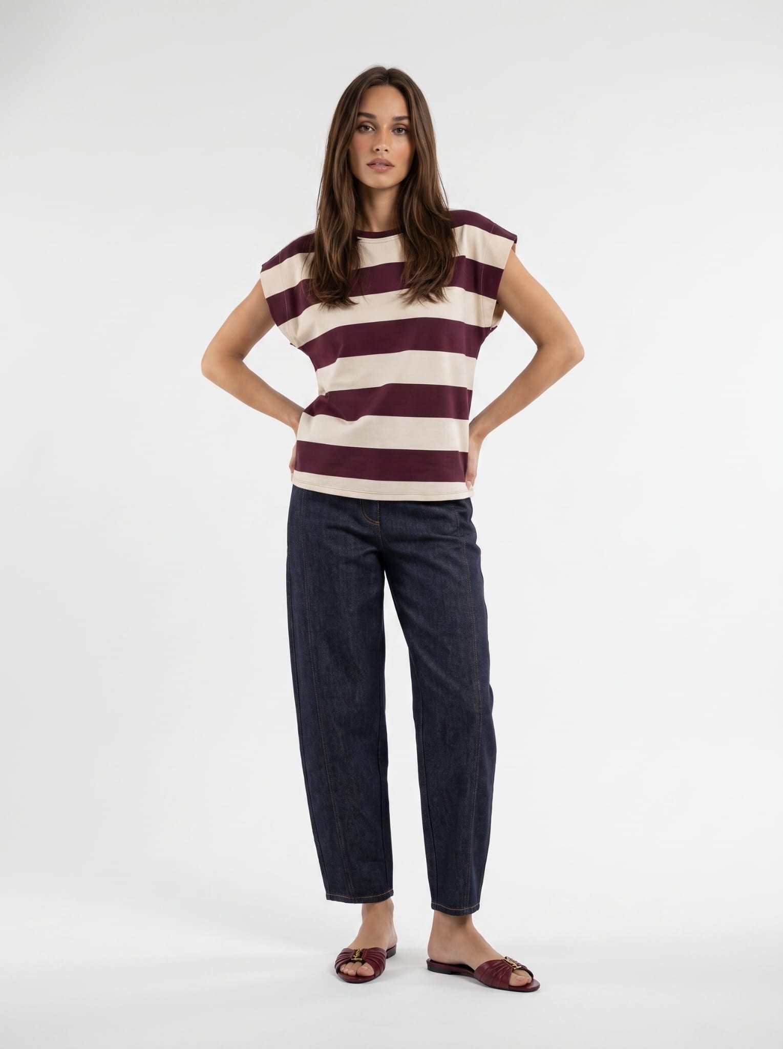T-Shirt Zaira - Bordeaux rigata T-Shirt donna
