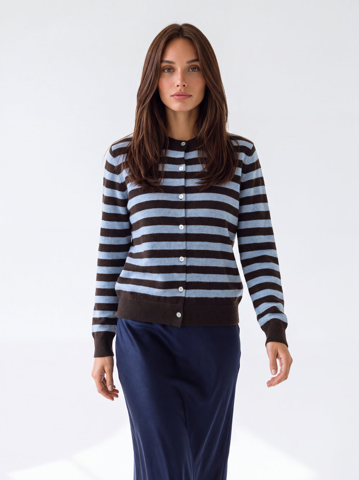 Cardigan Garance – Azzurro Polvere / Testa di Moro Cardigan donna