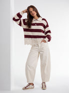 Polo Sélen– Bordeaux / Panna Maglia donna