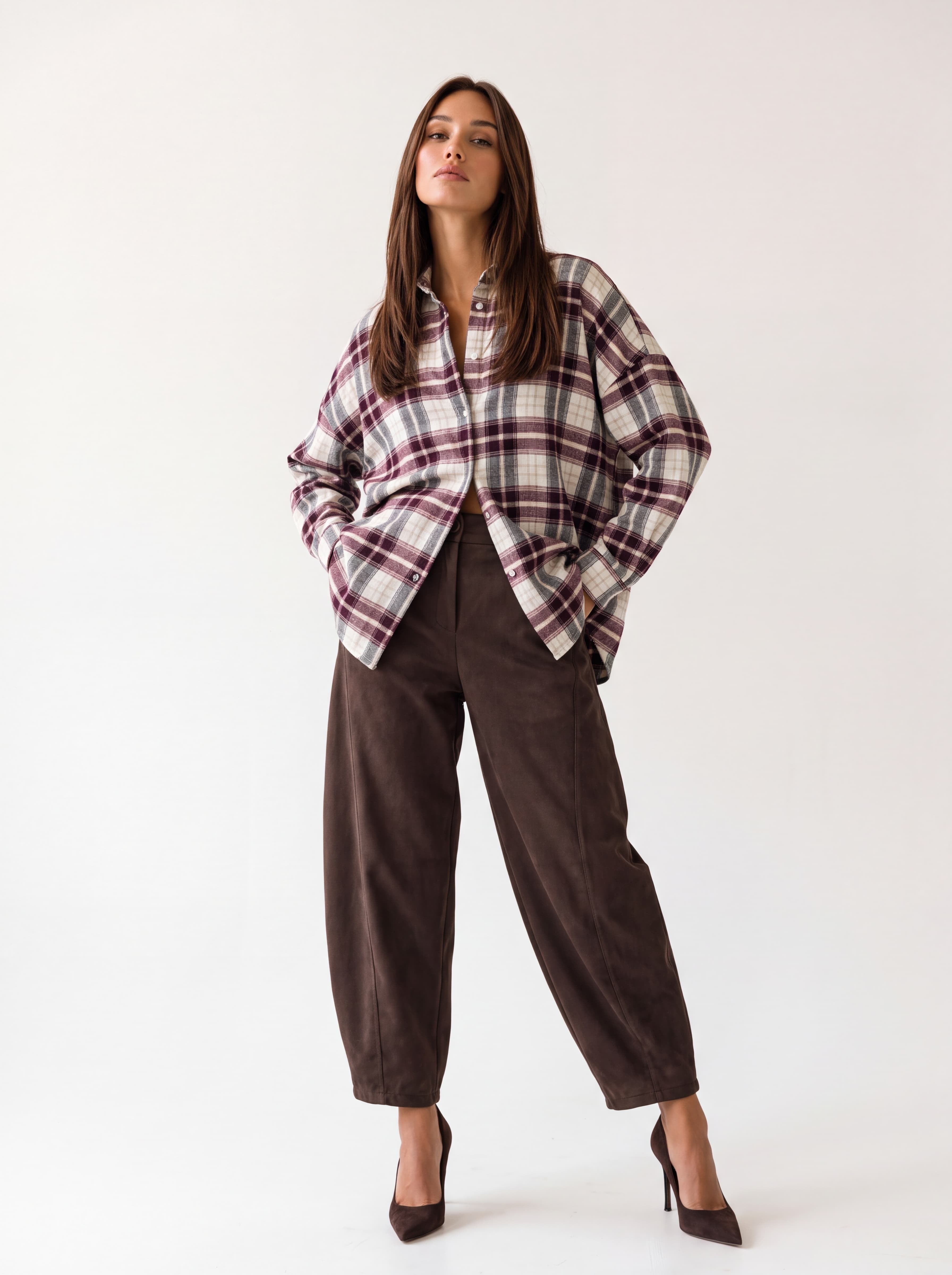 Camicia Althéa – Panna / Bordeaux Camicia donna