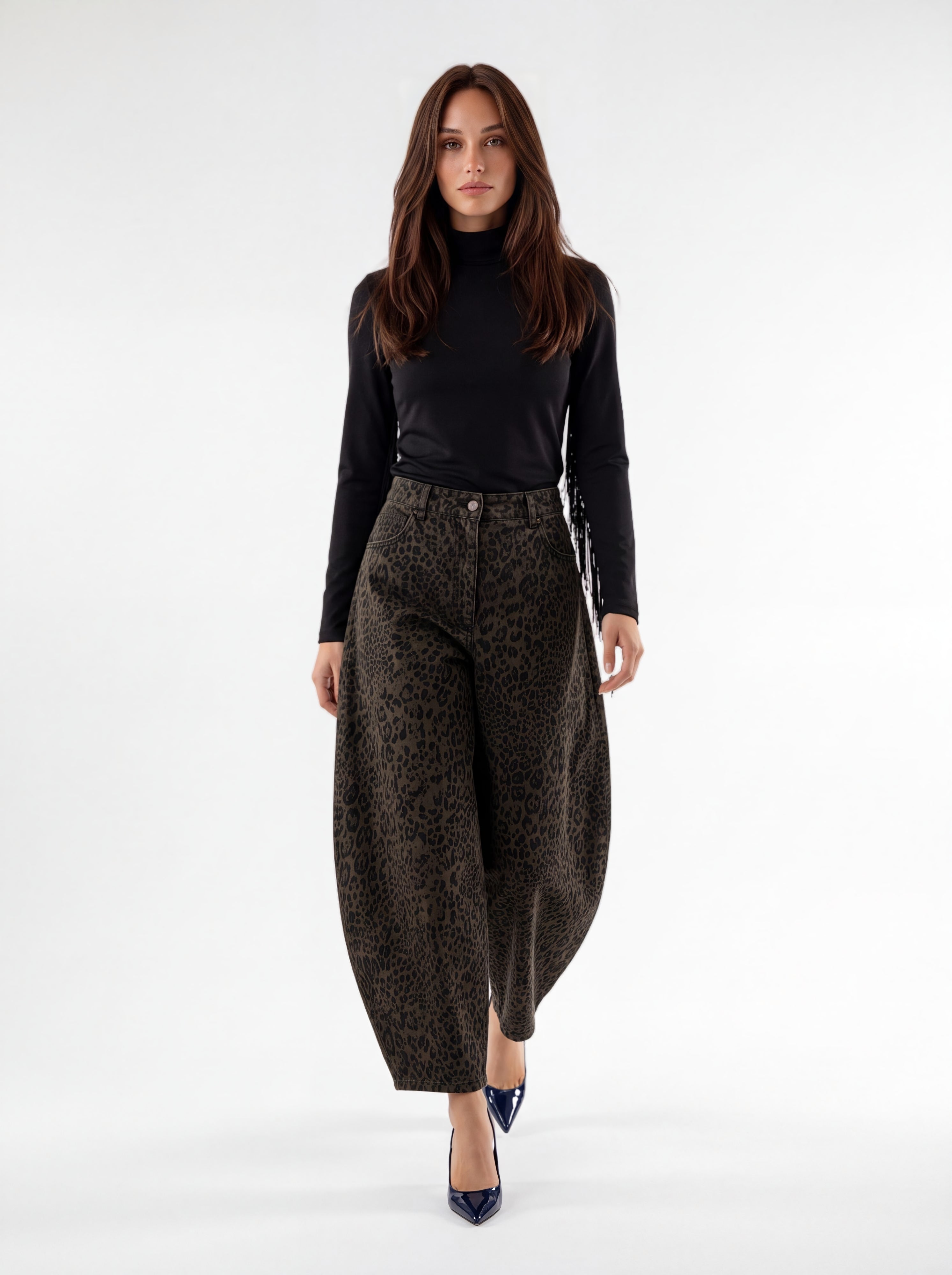 Pantalone Floriane – Animalier Verde Pantalone donna