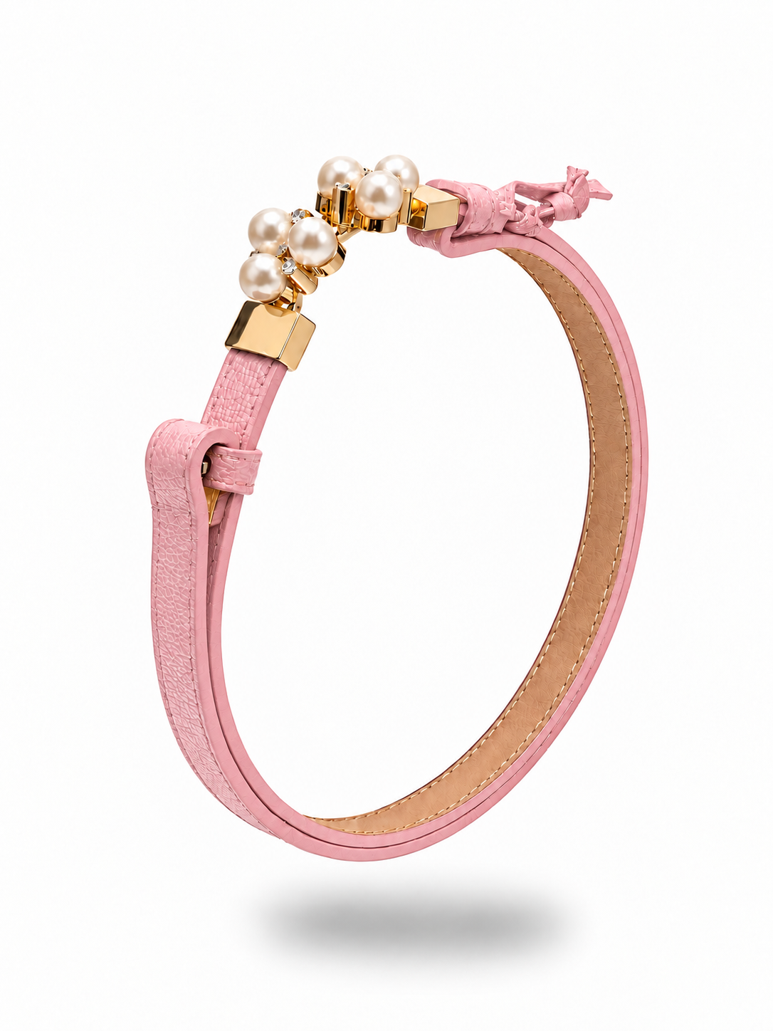 Cintura Perla in vera pelle con fibbia gioiello donna