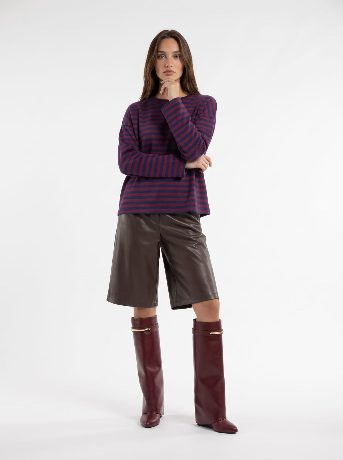 T-Shirt Mariselle – Bordeaux/Blu T-Shirt donna
