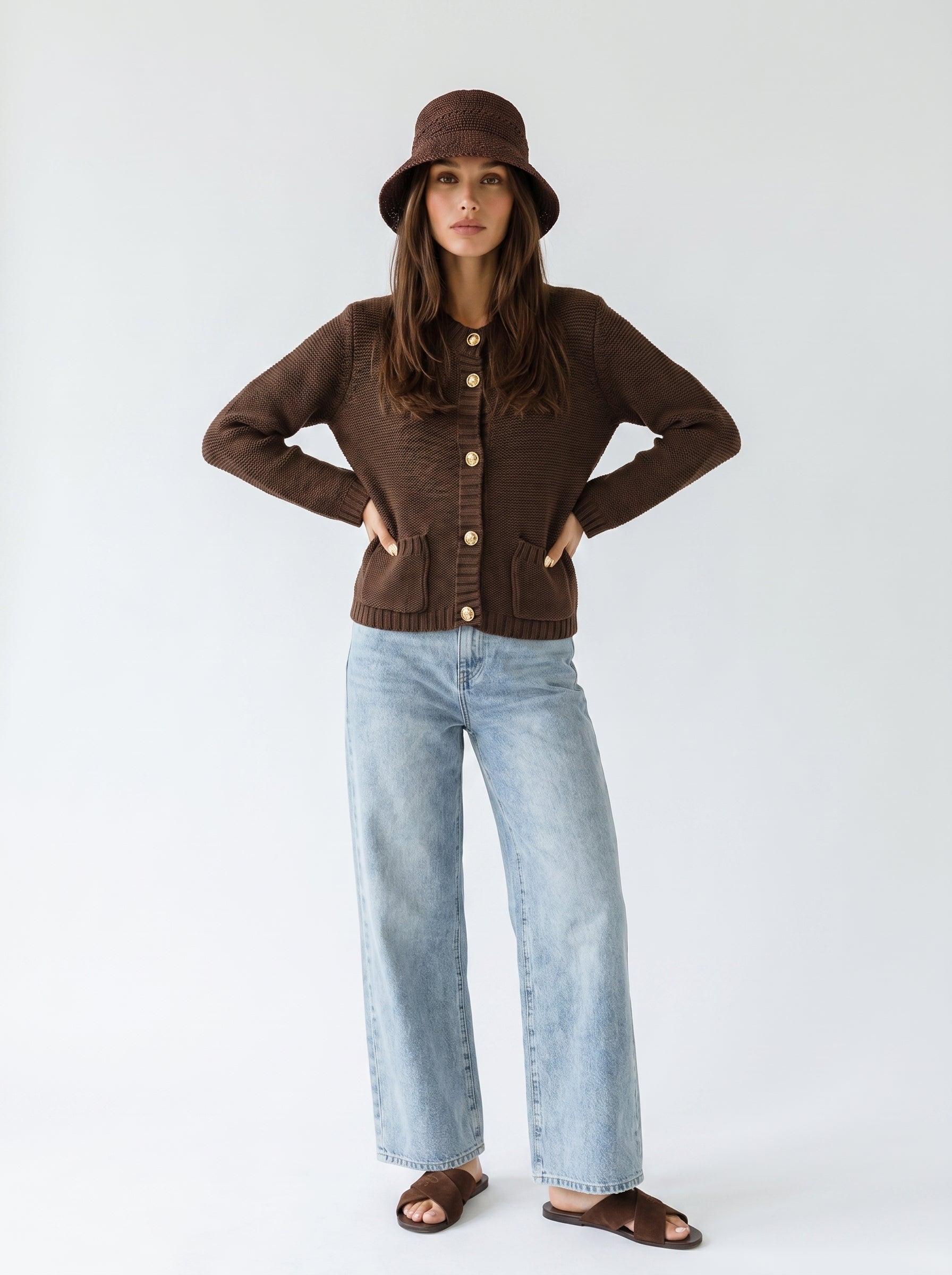 Cardigan Mirea con bottoni gioiello - Marrone donna