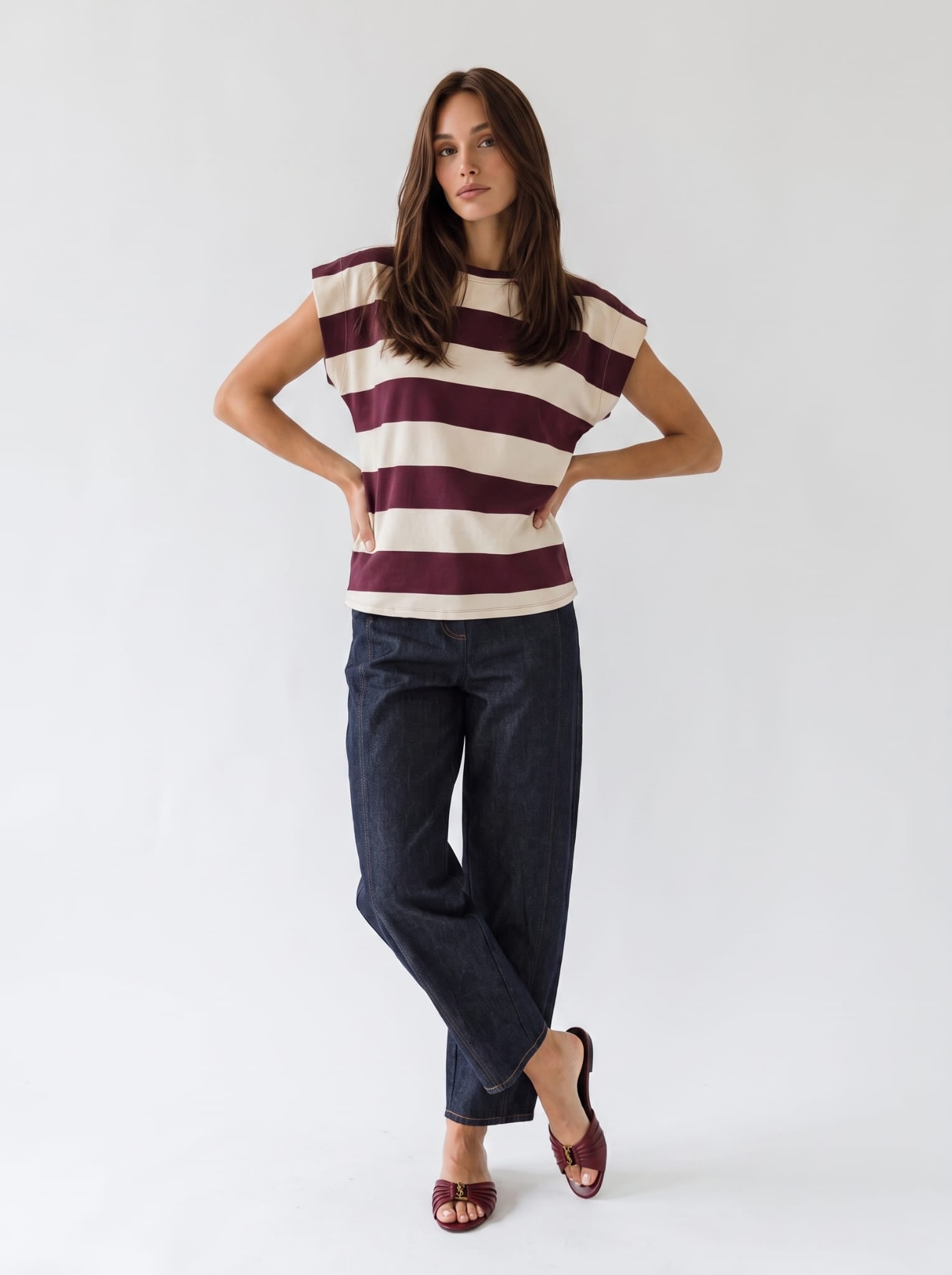 T-Shirt Zaira - Bordeaux rigata T-Shirt donna