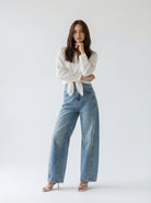 Camicia Nayla fluida con nodo – burro donna