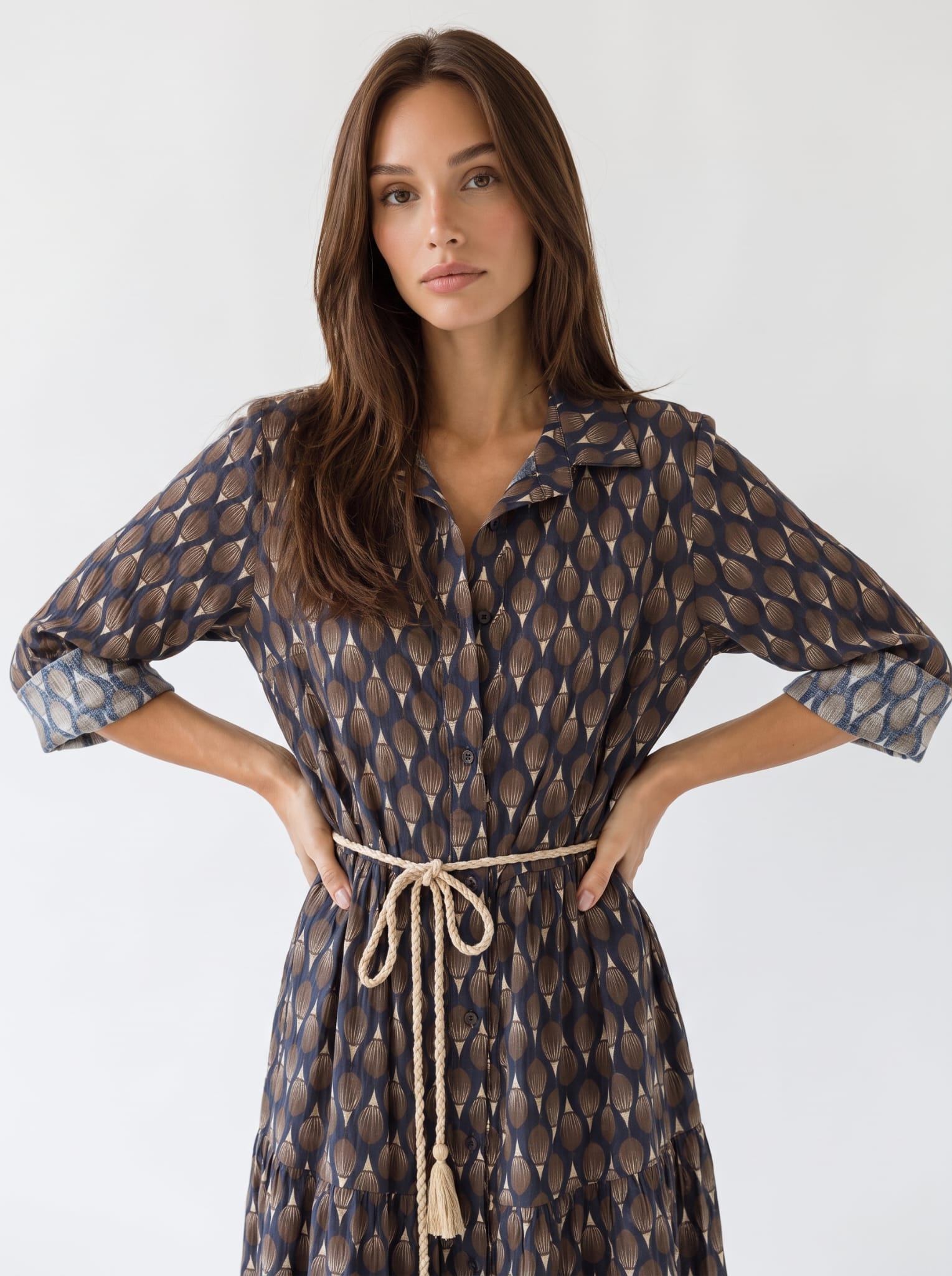 Abito Florelle chemisier in mussola - Blu a fantasia donna