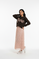 Love – Pull lana caldo con stampa Marrone donna