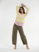 Cardigan Soleil - Rigato giallo e panna donna