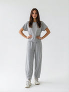 Pantalone Cairo baggy in cotone - grigio chiaro donna