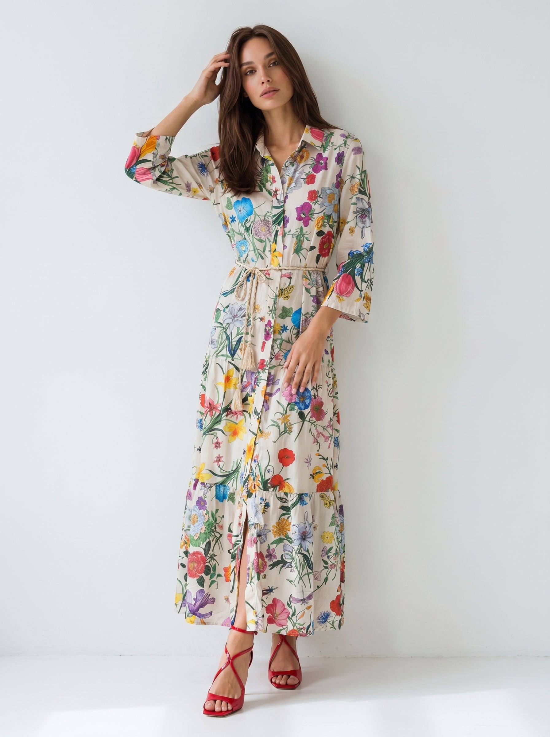 Abito Florelle chemisier in mussola - Fiori di campo donna