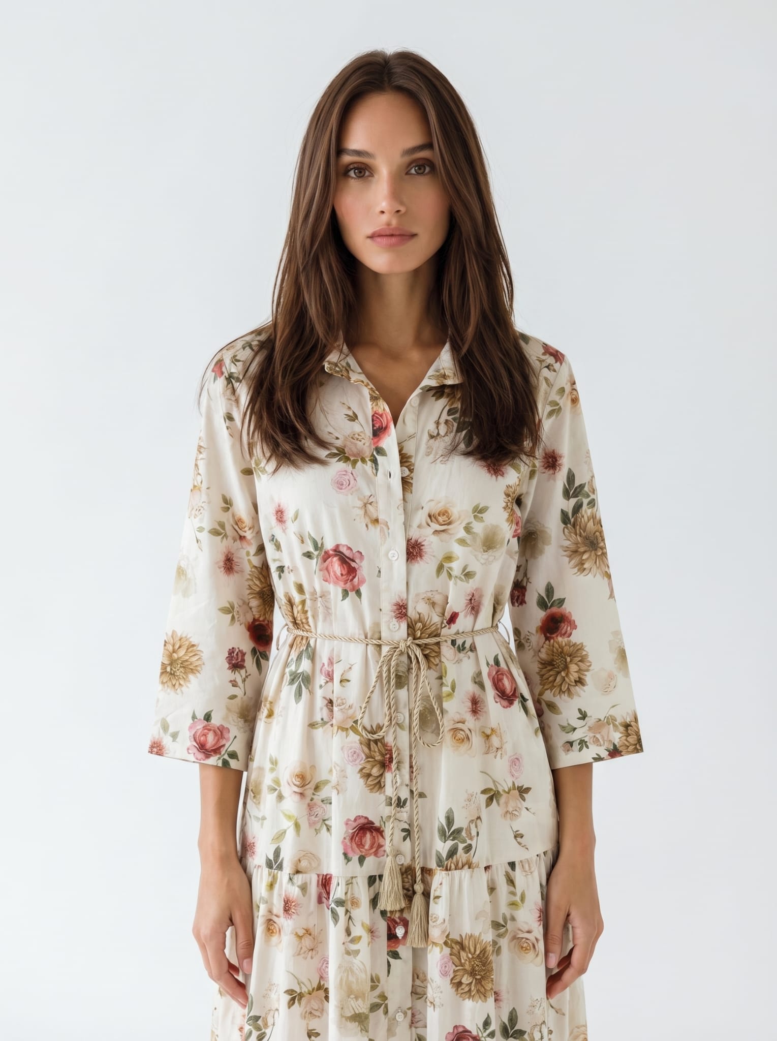 Abito Florelle chemisier fiori di campo - Rosso donna